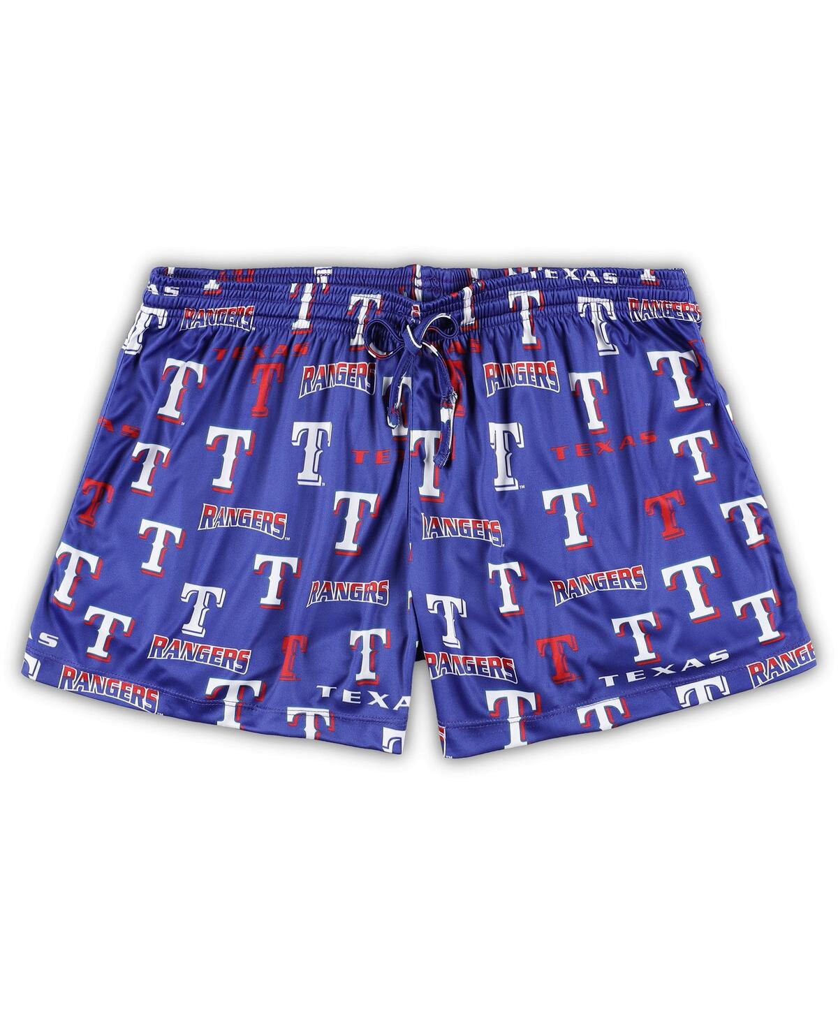 CONCEPTS SPORT WOMEN'S CONCEPTS SPORT WHITE, ROYAL TEXAS RANGERS PLUS SIZE TANK TOP AND SHORTS SLEEP SET 