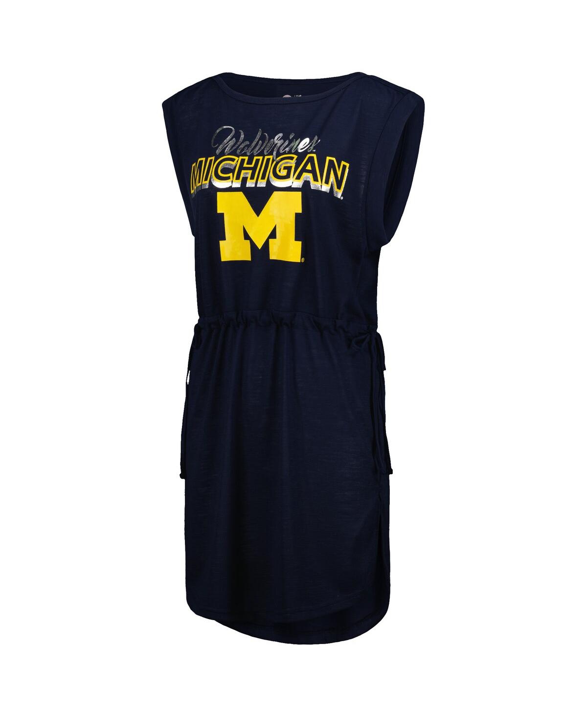 G-iii 4her By Carl Banks Women's  Navy Michigan Wolverines Goat Swimsuit Cover-up Dress In Navy