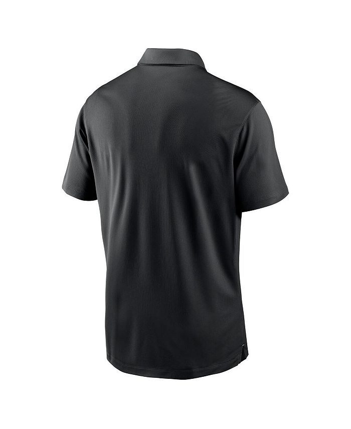 Las Vegas Raiders Mens Dri Fit Polo Shirt L Black Silver White Stripe NEW