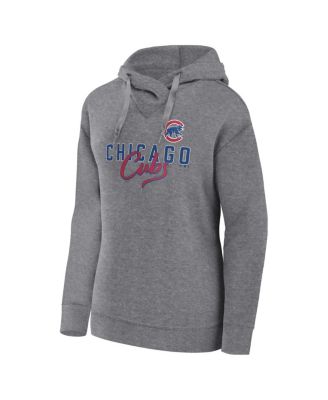 Women's Heather Gray Chicago Cubs Script Favorite Pullover Hoodie