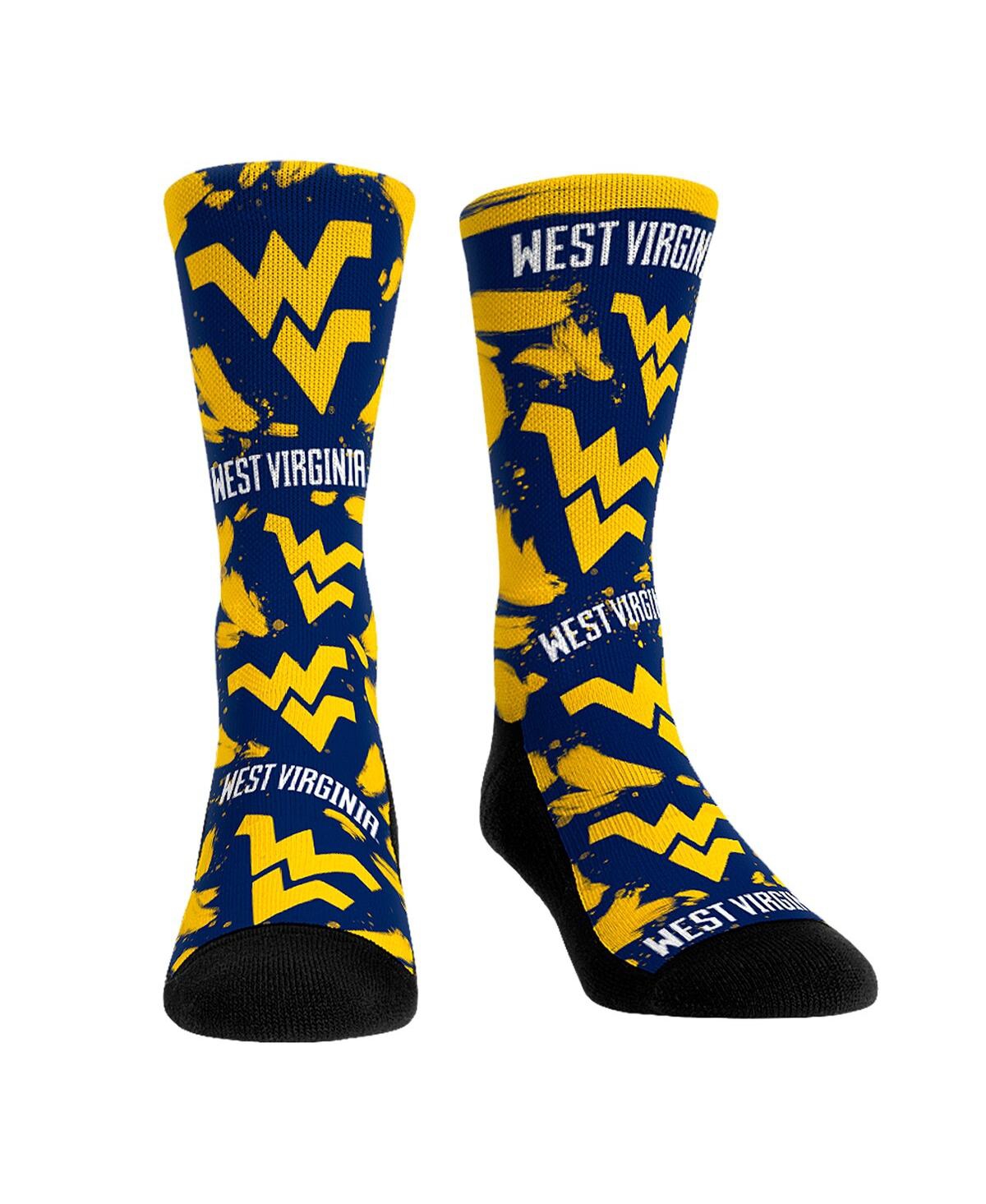 Rock 'em Men's And Women's  Socks West Virginia Mountaineers Allover Logo And Paint Crew Socks In Multi