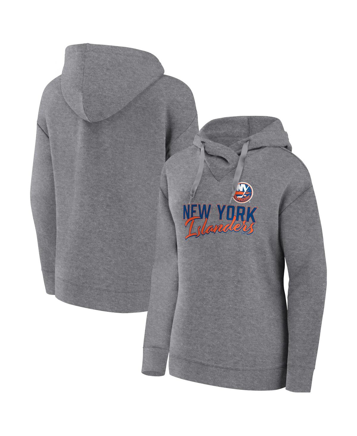 Women's FanaticsNew York Islanders Script Favorite Pullover Hoodie - Heather Gray