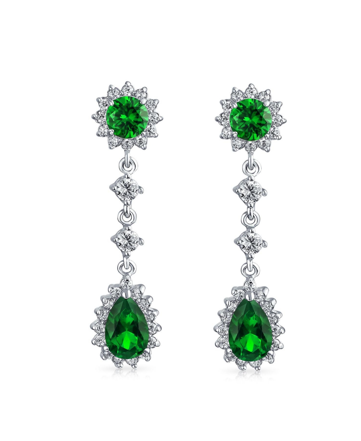 Bling Jewelry Statement Teardrop Pave Crown Halo Cubic Zirconia Cz Dangle Chandelier Clip On Earrings For Women