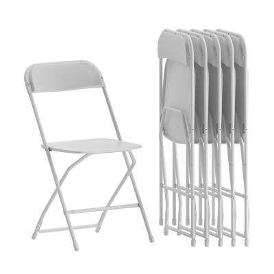 Set Of 6 Stackable Folding Plastic Chairs - 650 Lb Weight Capacity