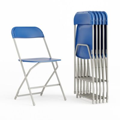 Set Of 6 Stackable Folding Plastic Chairs - 650 Lb Weight Capacity
