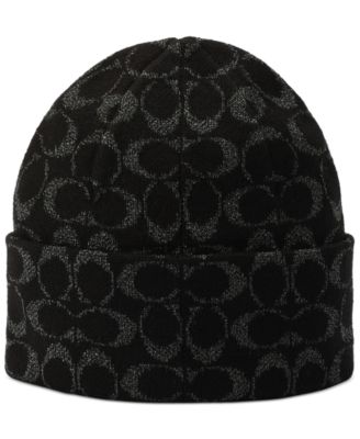 Women's Cuffed Metallic Jacquard Logo Beanie
