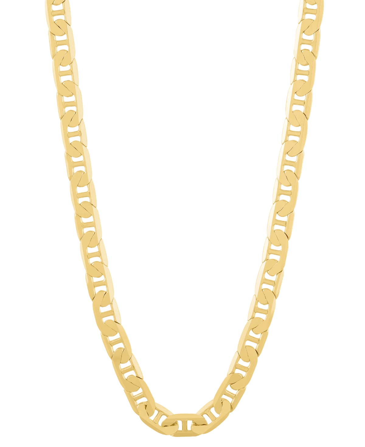 Italian Silver Polished Mariner Link 22" Chain Necklace In 18k Gold-plated Sterling Silver &â Sterling Silver In Gold Over Silver