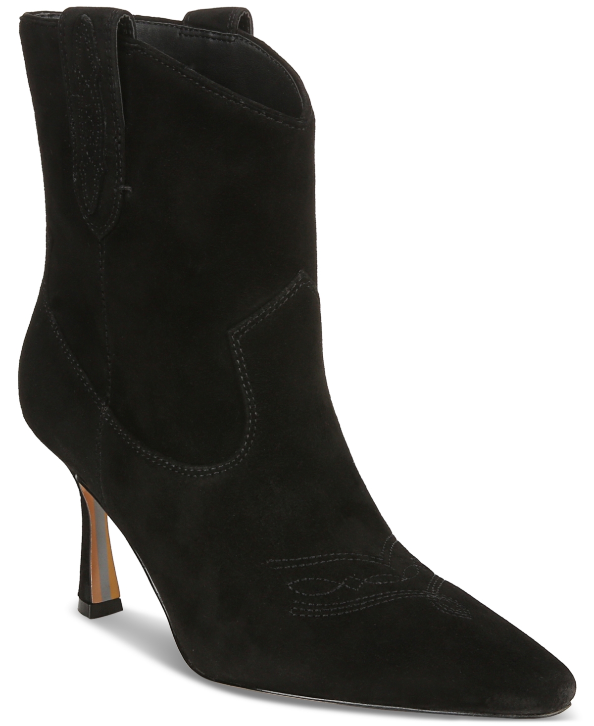 Shop Sam Edelman Women's Moe Pointed-toe Pull-on Western Boots In Black