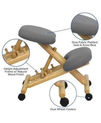 Mobile Wooden Ergonomic Kneeling Office Chair