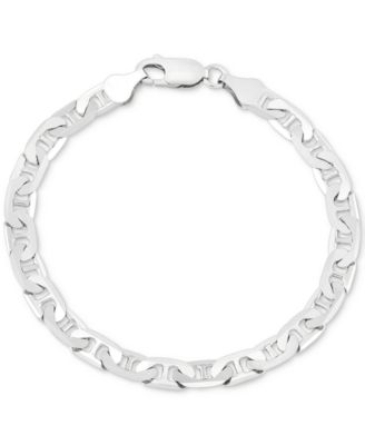 Men's Italian Silver Polished Mariner Link Chain Bracelet - Silver