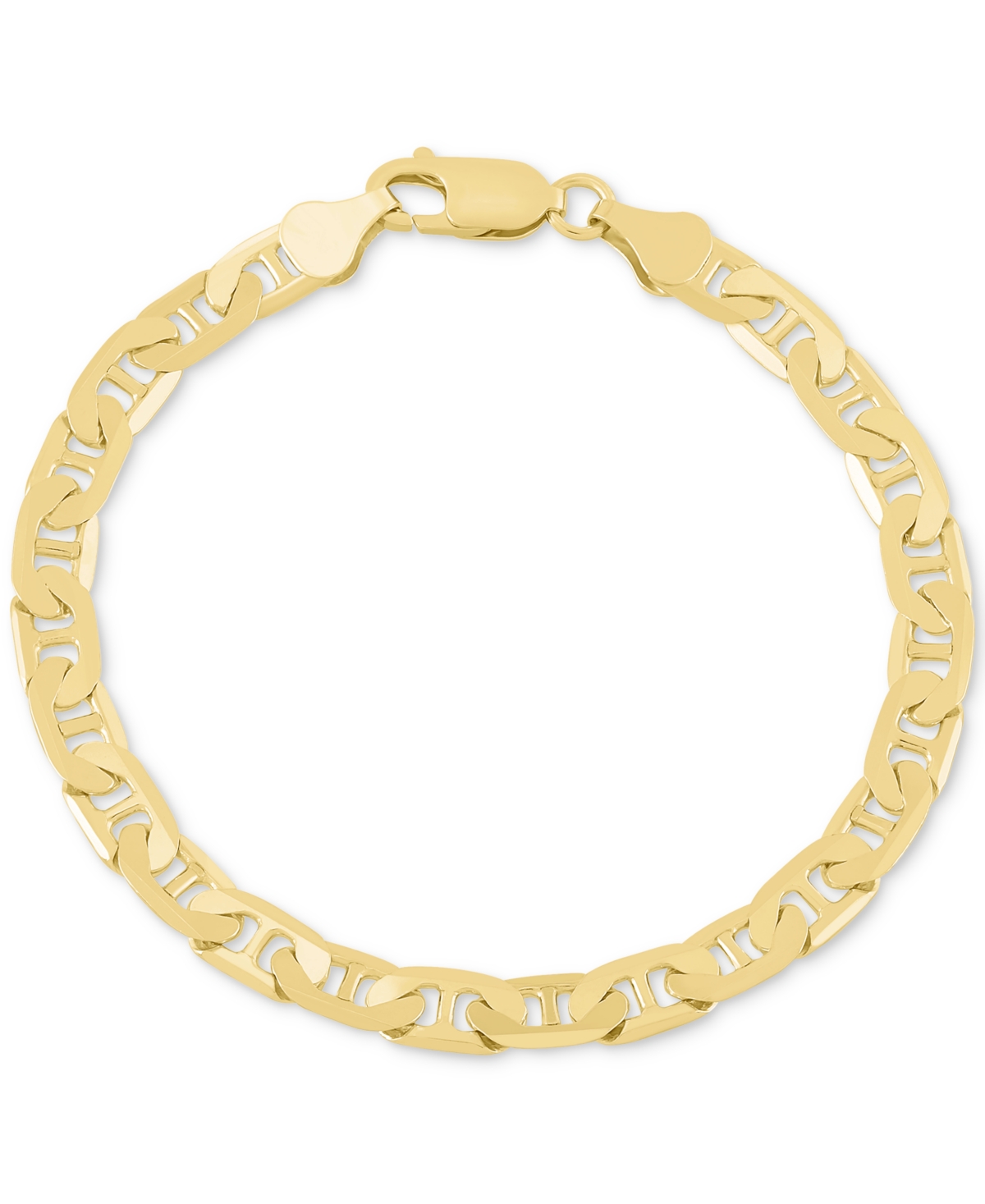 Italian Silver Men's  Polished Mariner Link Chain Bracelet In Gold Over Silver
