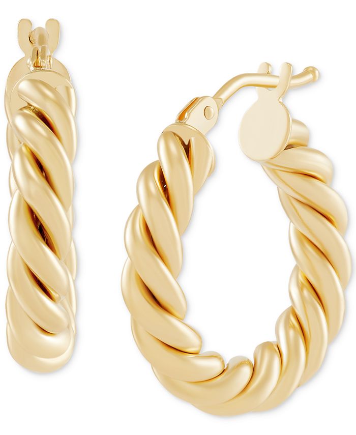 Italian Gold Twist-Style Tube Small Hoop Earrings in 10k Gold, 3/4 ...