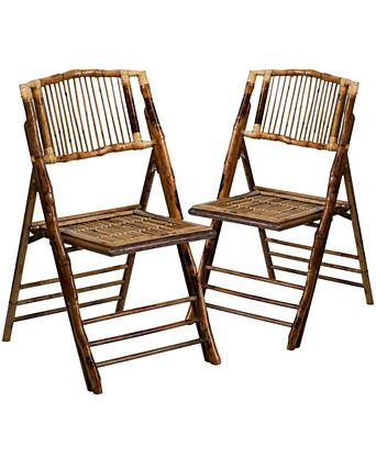 2 Pc. Set Bamboo Wood Folding Chairs \&\#x2013; Event & Patio Seating