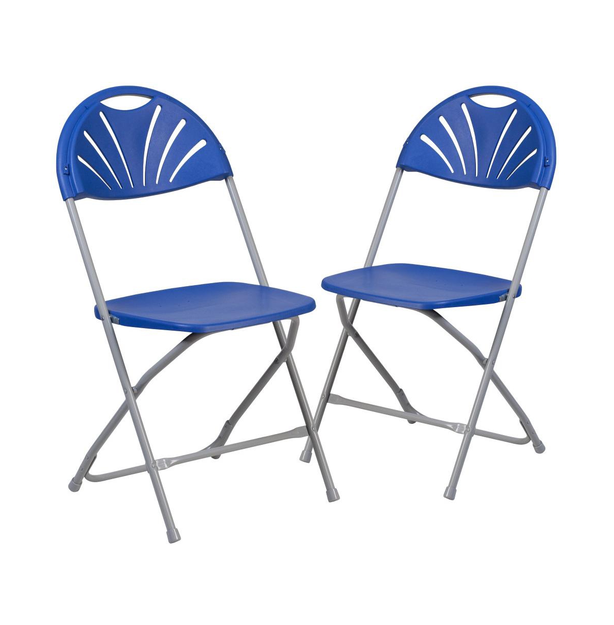 Emma+oliver 2 Pack Wedding Party Event Fan Back Plastic Folding Chair Home Office In Blue