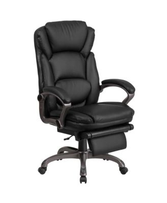High Back Leather Executive Reclining Swivel Office Chair With Outer Lumbar Cushion And Arms