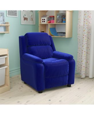 Deluxe Vinyl Padded Contemporary Kids Recliner With Storage Arms