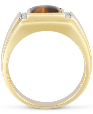 Men's Tiger's Eye and Diamond Accent Ring in Sterling Silver