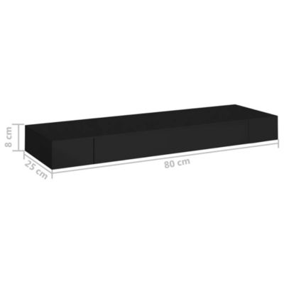 Floating Wall Shelf with Drawer Black 31.5"x9.8"x3.1"
