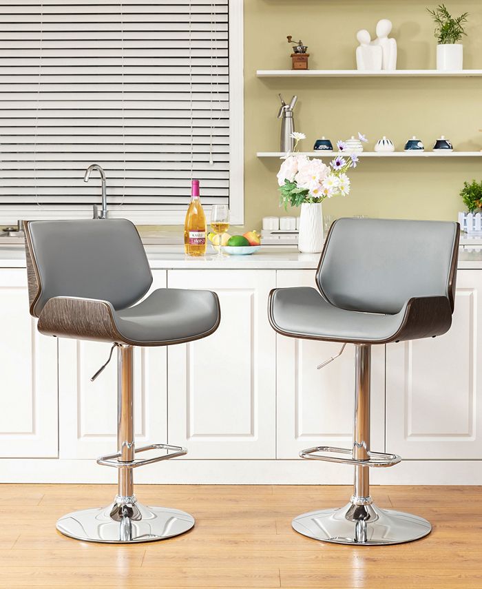 Glitzhome Set of 2 MidCentury Modern Adjustable Height Swivel Bar