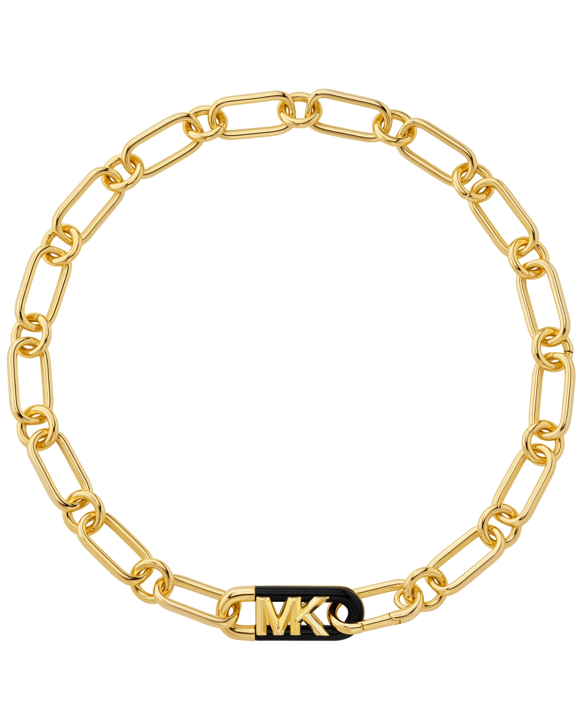 Michael Kors 14k Gold Plated Black Empire Link Chain Necklace