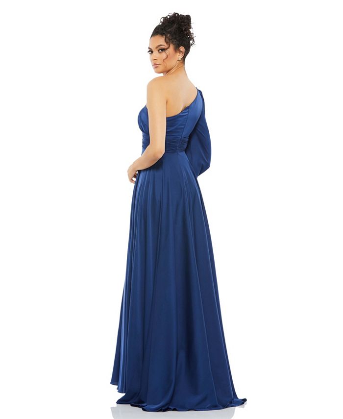 Mac Duggal Women's Ieena One Shoulder Bishop Sleeve Flowy Gown - Macy's