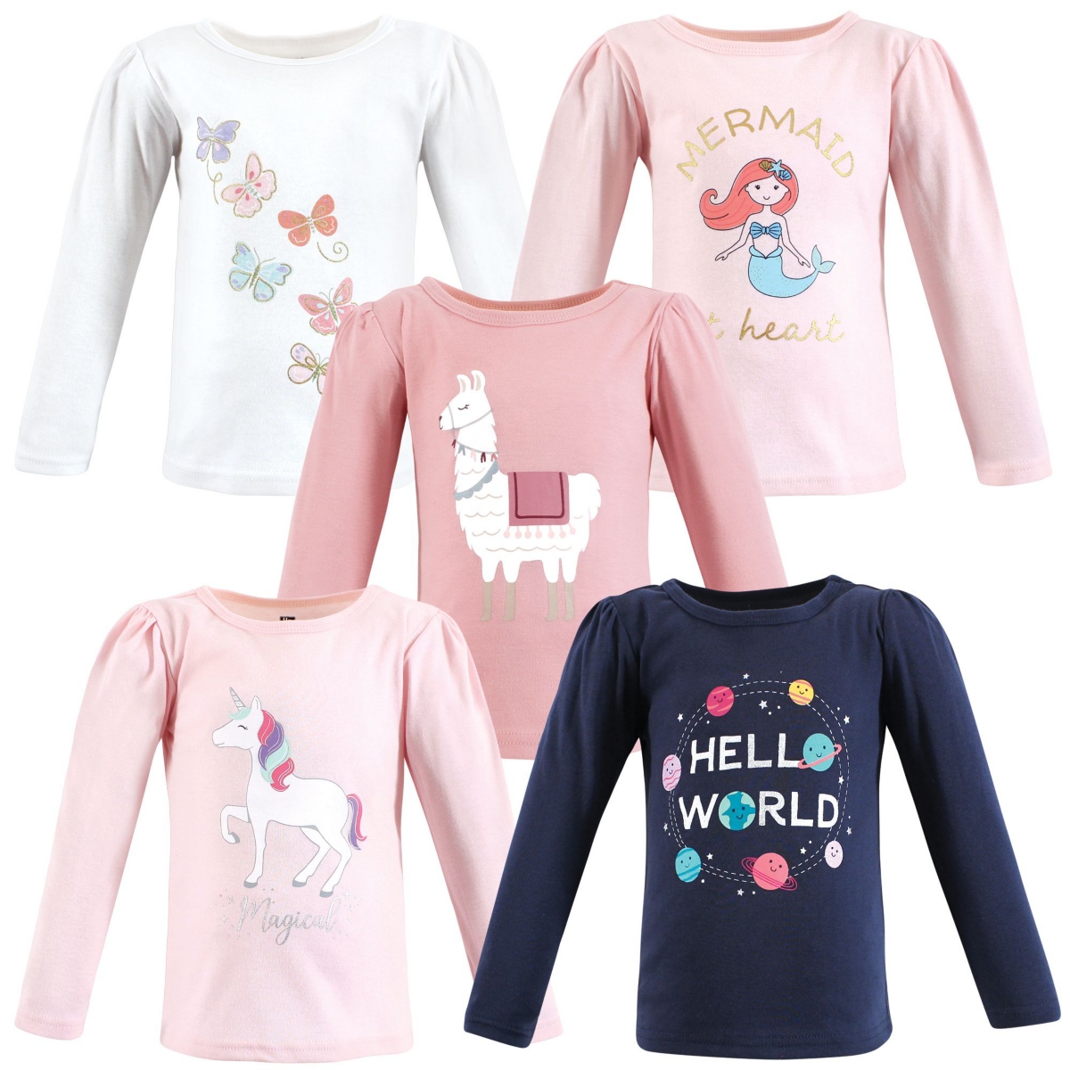 Hudson Baby Toddler Girls Hudson Long Sleeve T-Shirts, Fall Botanical - Magical world