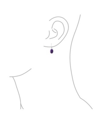 Boho Western Style Natural Stone Oval Lever Back Drop Dangle Earrings .925 Sterling Silver