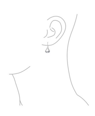 Simple Plain Puffed Teardrop Pear Shaped Rain Drop Earrings Fishhook Threader Polish Sterling Silver 1 Inch