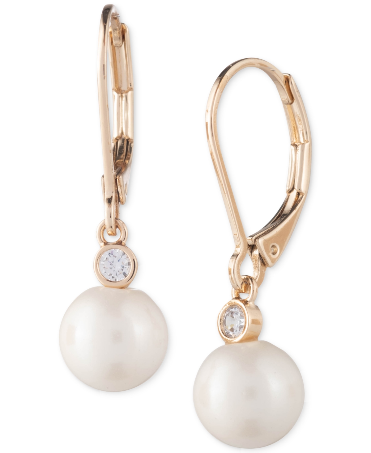 Lauren Ralph Lauren Gold-tone Imitation Pearl Drop Earrings In White