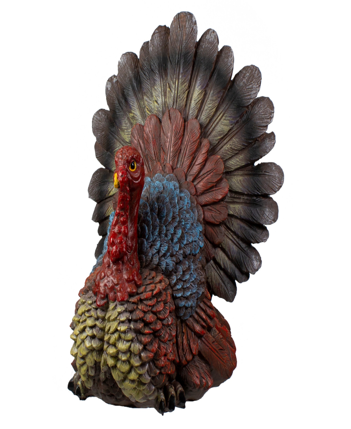 Northlight 11" Brown Red And Blue Fall Harvest Turkey Tabletop Figurine In Multi