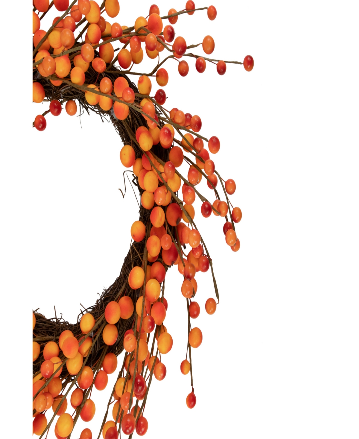 Orange andBerry Artificial Fall Harvest Twig Wreath Unlit - Red