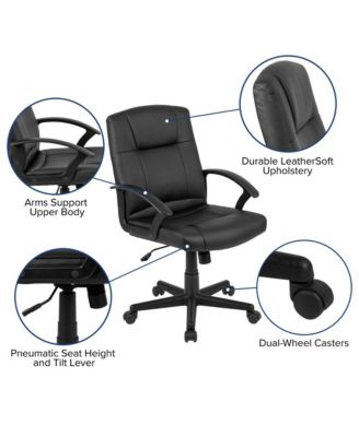 Task Chair, Mid-Back, Padded Seat & Back, With Arms, Adjustable, Office Furniture