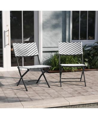 Ciel Set Of Two Folding Bistro Chairs In Pe Rattan With Metal Frames For Indoor And Outdoor Use