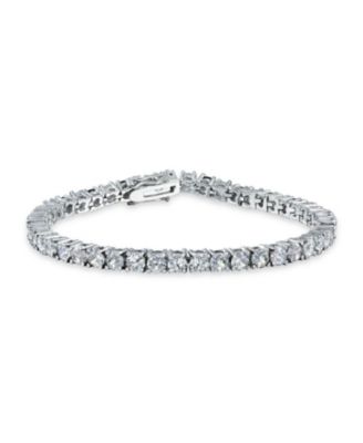 Classic 12CTW Cubic Zirconia Solitaire CZ Tennis Bracelet Silver Plated 7.5 Inch