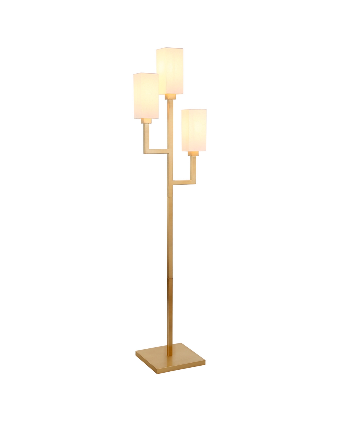 Hudson & Canal Basso Linen Shade 3-Light Torchiere Floor Lamp