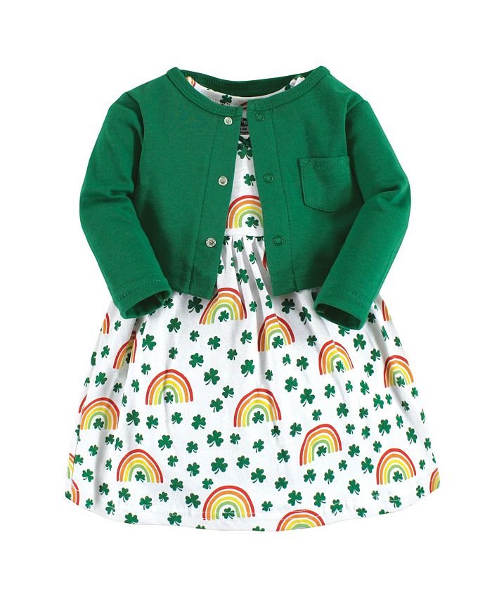 Hudson Baby Baby Girls Cotton Dress and Cardigan Set St Patricks