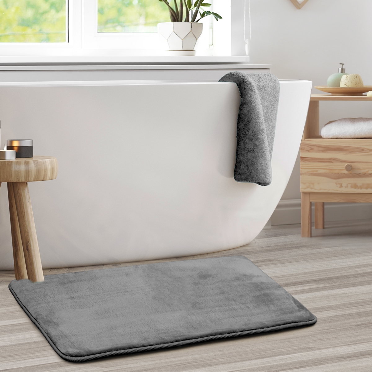 Ultra Soft Non-Slip Plush Memory Foam Bath Rug - Large 20"x32" Tiled Design