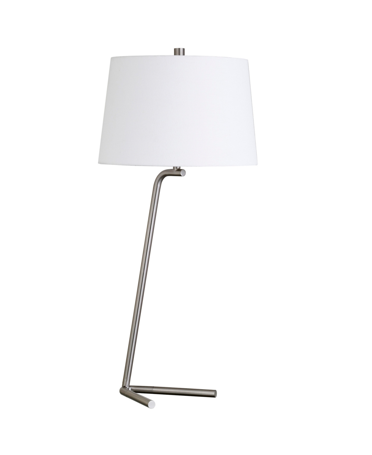 Hudson & Canal Markos 28.5" Linen Shade Tall Tilted Table Lamp In Brushed Nickel