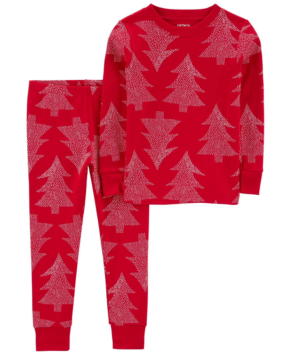 Carter's Baby Boys And Baby Girls Christmas Tree 100% Snug Fit Cotton Pajamas, 2 Piece Set In Red