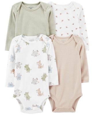 Carter's Baby Boys and Baby Girls Long Sleeve Bodysuits, Pack of 4 - Macy's