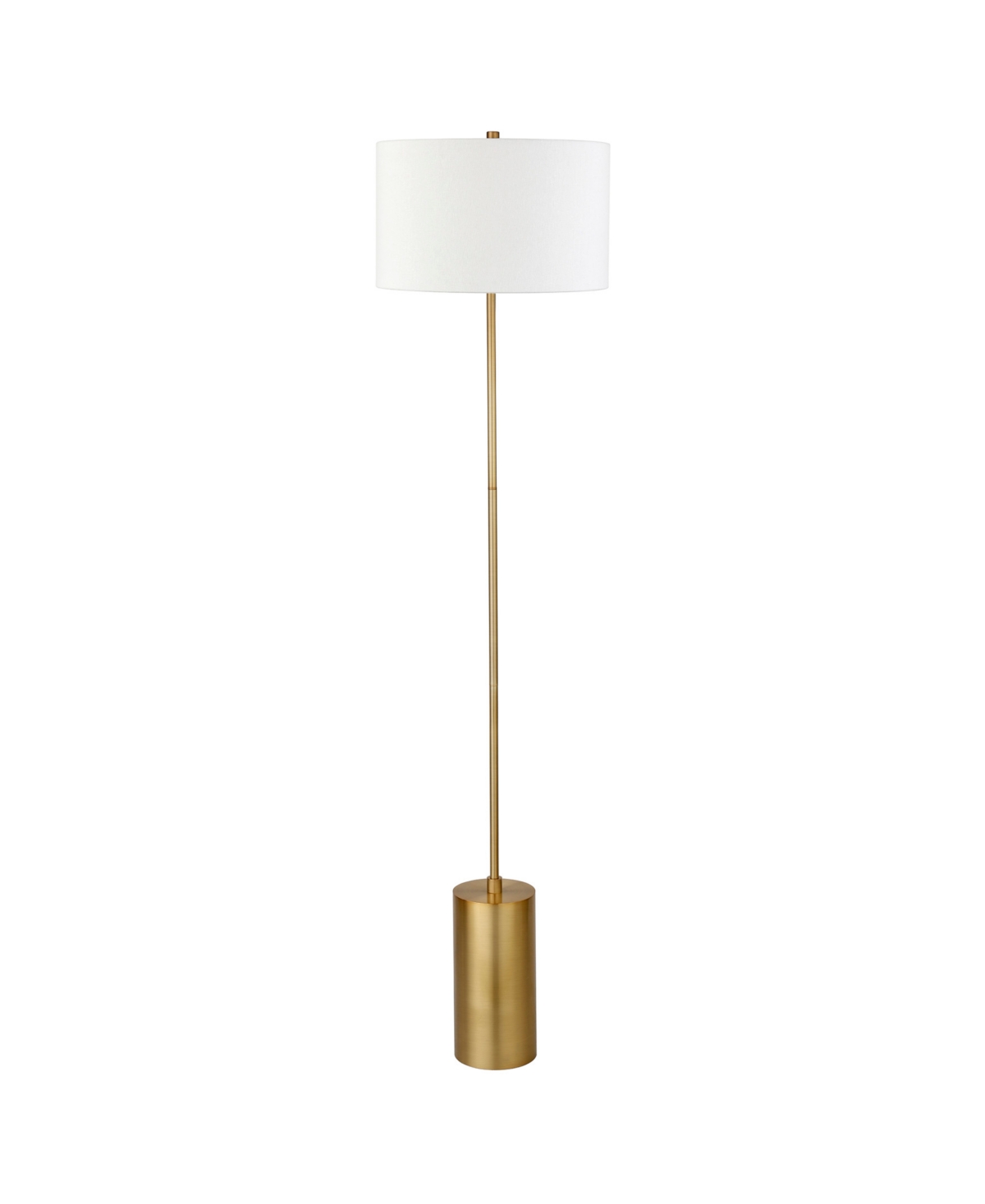 Hudson & Canal Somerset 64" Linen Shade Tall Floor Lamp In Brass