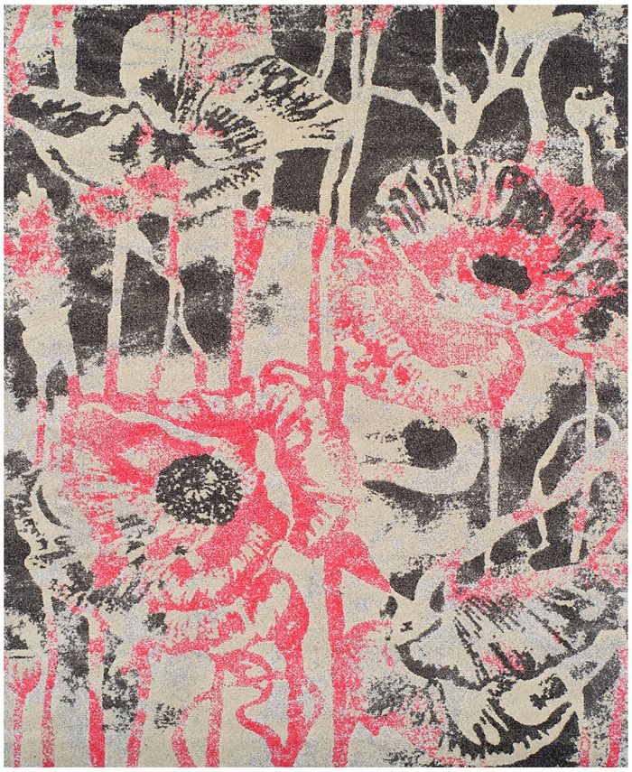 Macy's Fine Rug Gallery Neo Grey Floral Blush 5'3" x 7'7" Area Rug