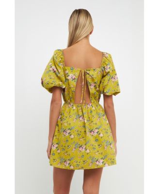 Women's Floral Back Cutout Mini Dress
