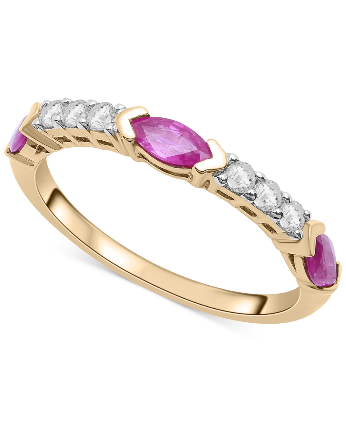 Macy's Lab-grown Ruby (3/4 Ct. T.w.) & Lab-grown White Sapphire (1/4 Ct. T.w.) Stack Ring In 14k Gold-plate
