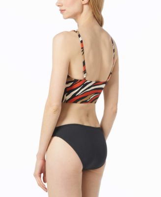 Shop Michael Kors Michael  Womens Lace Up Longline Bikini Top Hipster Bikini Bottoms In Red Multi
