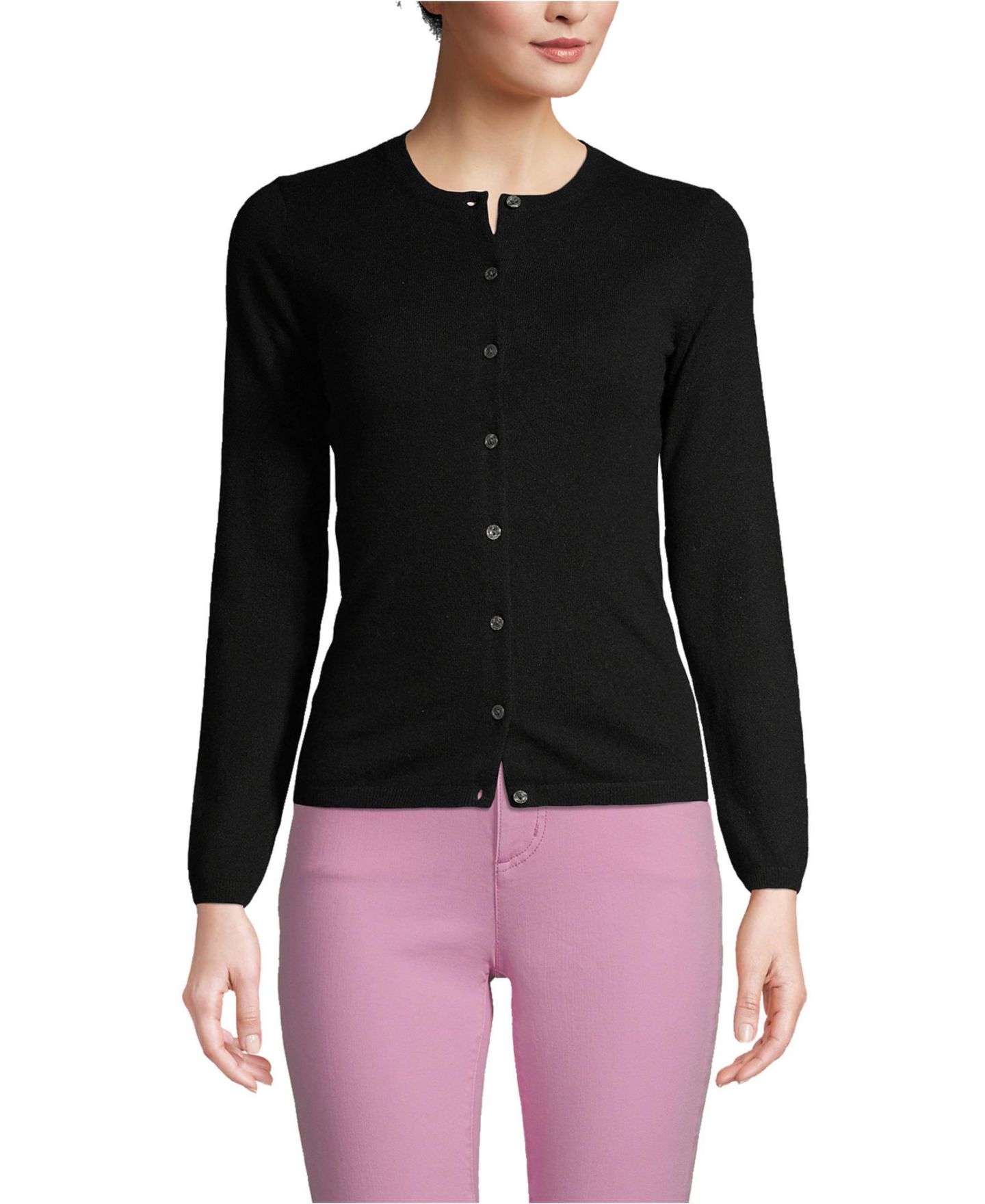 Женский кардиган Lands' End Cashmere Cardigan, цвет: Чёрный — фото 1