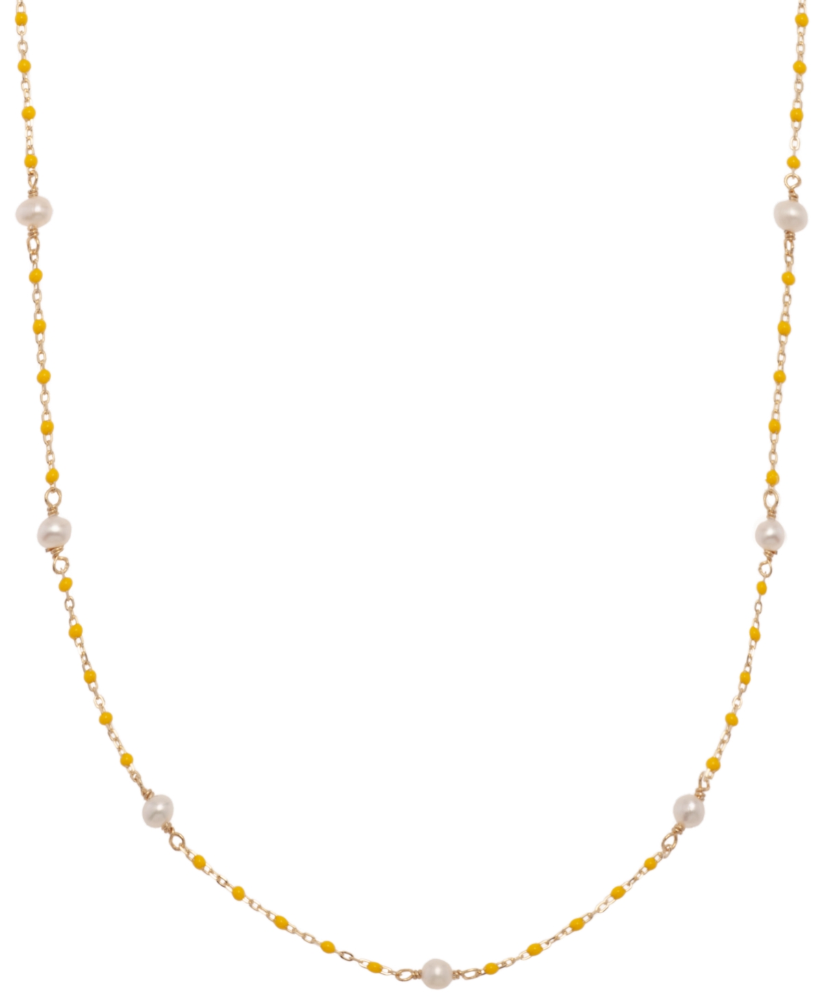 Macy's Cultured Freshwater Pearl (4mm) & Enamel Bead Collar Necklace In 18k Gold-plated Sterling Silver, 16 In Yellow