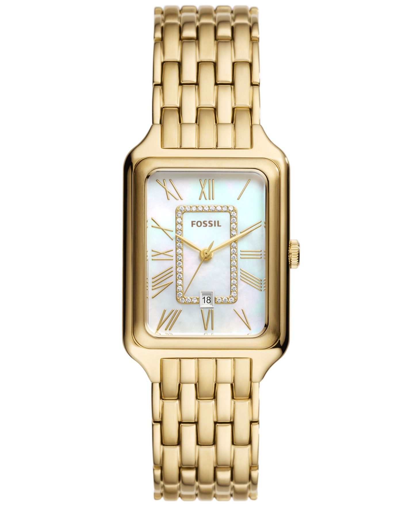Женские часы Fossil Raquel Three-Hand Date Gold-Tone Stainless Steel Watch, 26mm — фото 1