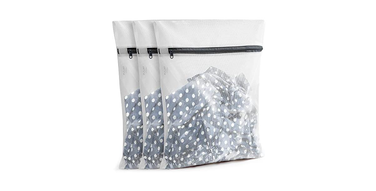 3 Pack Medium Reusable Mesh Laundry Bags for Delicates - Black