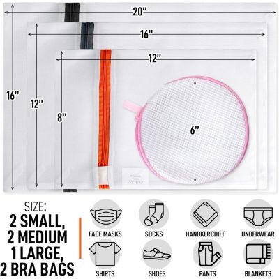 7 Pack Reusable Mesh Laundry Bags for Delicates (2 Small, 2 Medium, 1 Large, 2 Bra Bags)